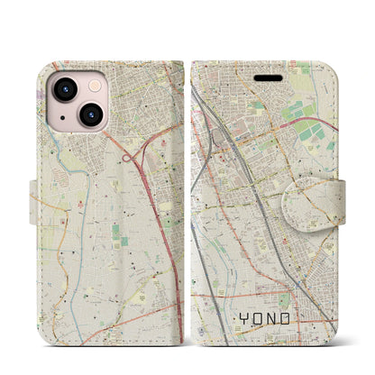 【与野】地図柄iPhoneケース（手帳両面タイプ・ナチュラル）iPhone 13 mini 用