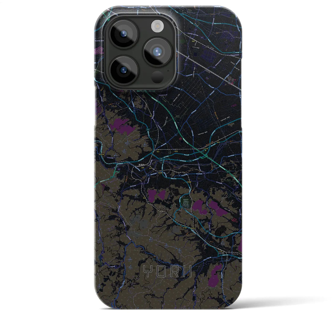 【寄居】地図柄iPhoneケース（バックカバータイプ・ブラック）iPhone 15 Pro Max 用