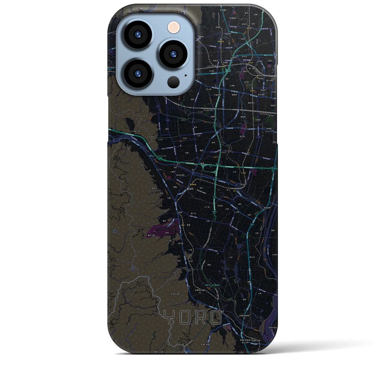 【養老】地図柄iPhoneケース（バックカバータイプ・ブラック）iPhone 13 Pro Max 用