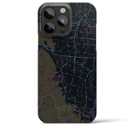 【養老】地図柄iPhoneケース（バックカバータイプ・ブラック）iPhone 15 Pro Max 用