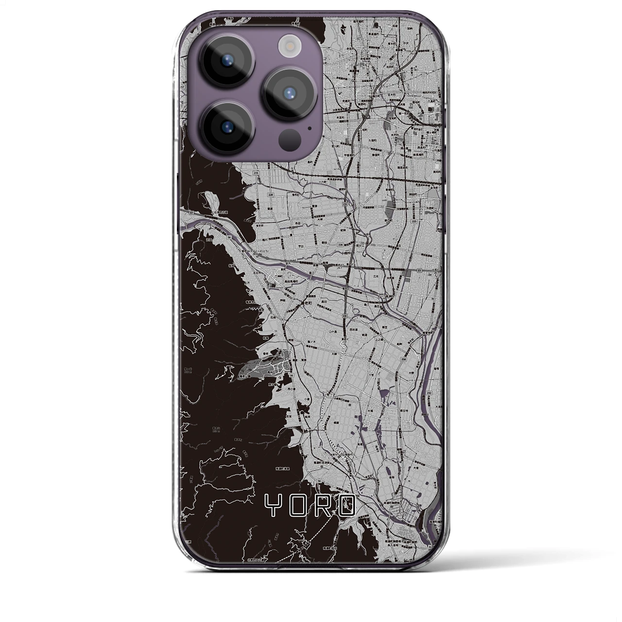 【養老】地図柄iPhoneケース（クリアタイプ・モノトーン）iPhone 14 Pro Max 用