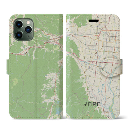 【養老（岐阜県）】地図柄iPhoneケース（手帳タイプ）ナチュラル・iPhone 11 Pro 用