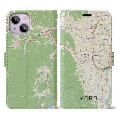 【養老（岐阜県）】地図柄iPhoneケース（手帳タイプ）ナチュラル・iPhone 14 用