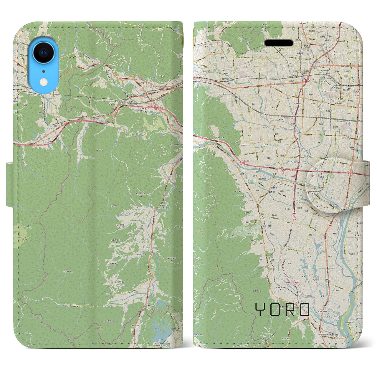 【養老】地図柄iPhoneケース（手帳両面タイプ・ナチュラル）iPhone XR 用