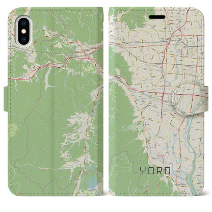 【養老（岐阜県）】地図柄iPhoneケース（手帳タイプ）ナチュラル・iPhone XS Max 用