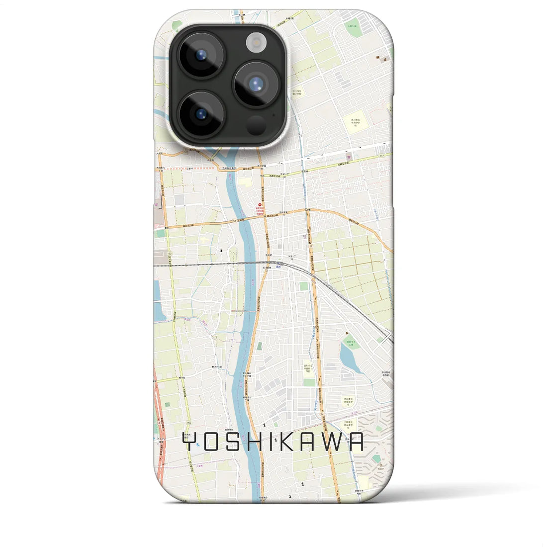 【吉川】地図柄iPhoneケース（バックカバータイプ・ナチュラル）iPhone 15 Pro Max 用