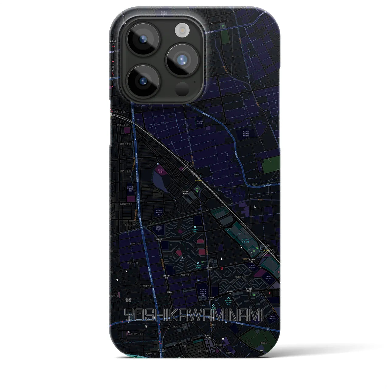 【吉川美南】地図柄iPhoneケース（バックカバータイプ・ブラック）iPhone 15 Pro Max 用