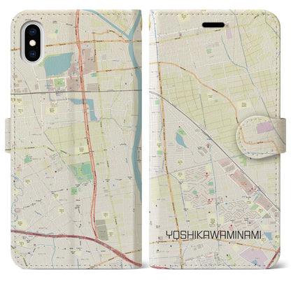 【吉川美南（埼玉県）】地図柄iPhoneケース（手帳タイプ）ナチュラル・iPhone XS Max 用