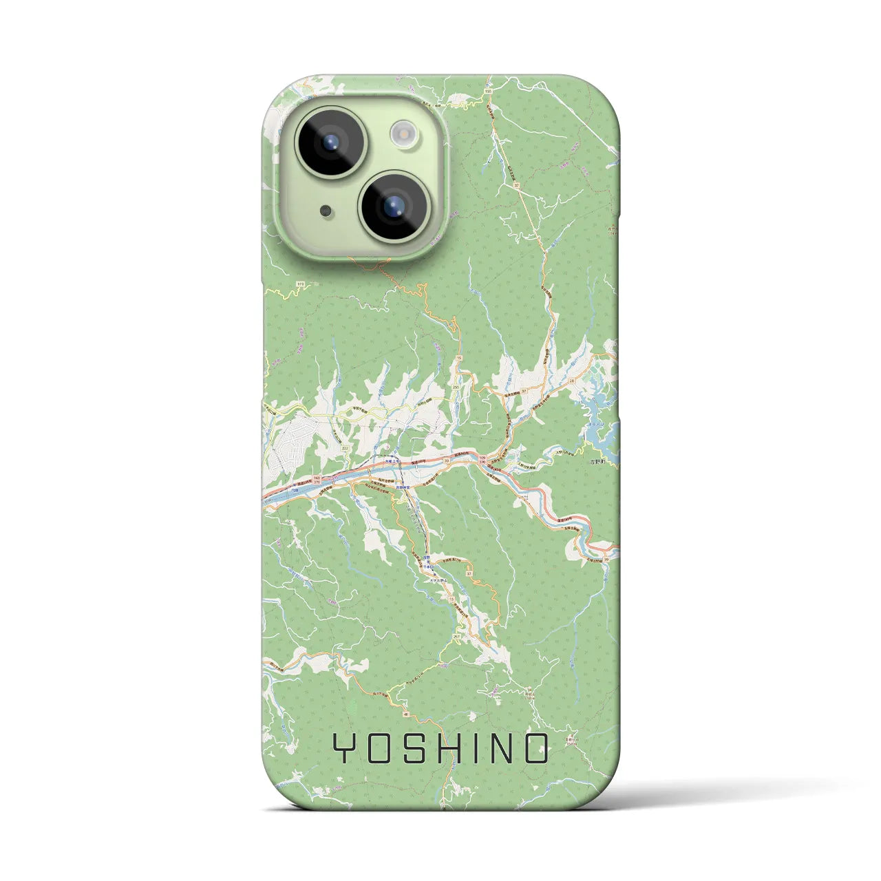 【吉野】地図柄iPhoneケース（バックカバータイプ・ナチュラル）iPhone 15 用