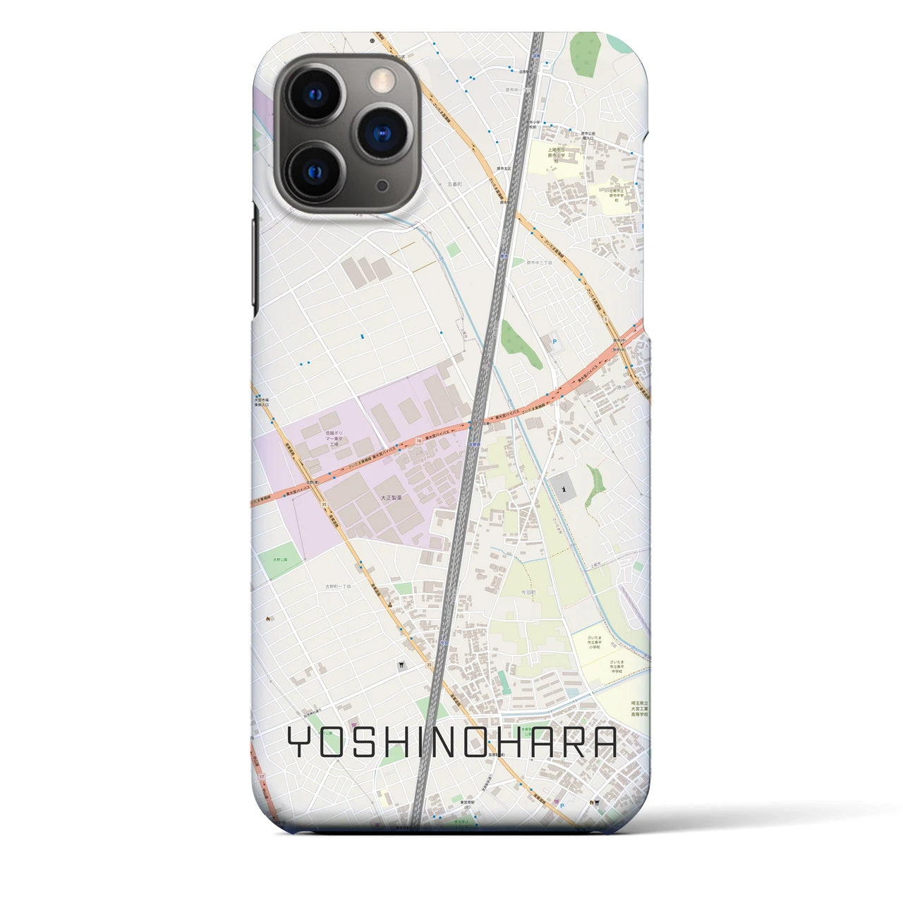 【吉野原】地図柄iPhoneケース（バックカバータイプ・ナチュラル）iPhone 11 Pro Max 用