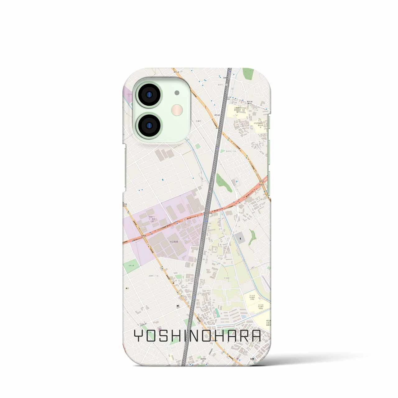 【吉野原】地図柄iPhoneケース（バックカバータイプ・ナチュラル）iPhone 12 mini 用