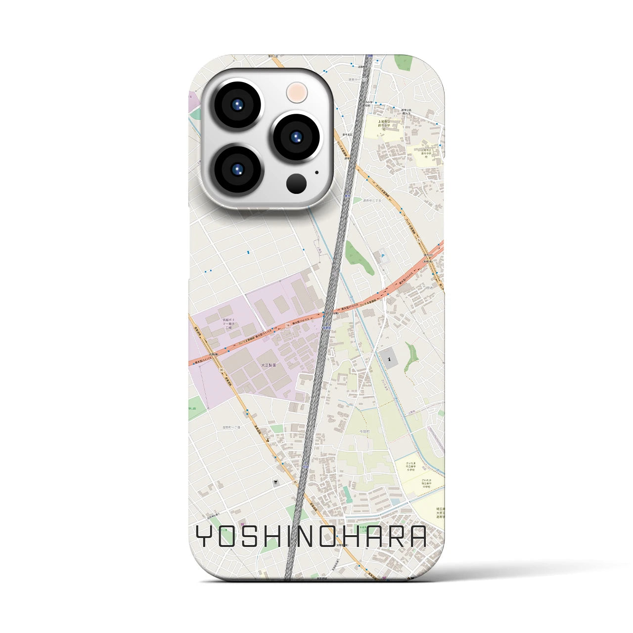【吉野原】地図柄iPhoneケース（バックカバータイプ・ナチュラル）iPhone 13 Pro 用