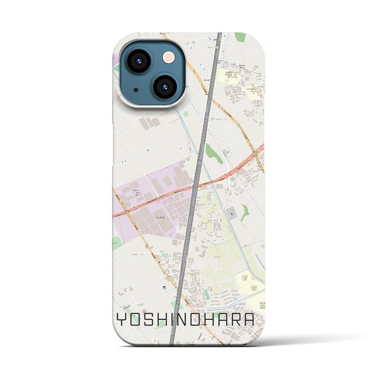 【吉野原】地図柄iPhoneケース（バックカバータイプ・ナチュラル）iPhone 13 用