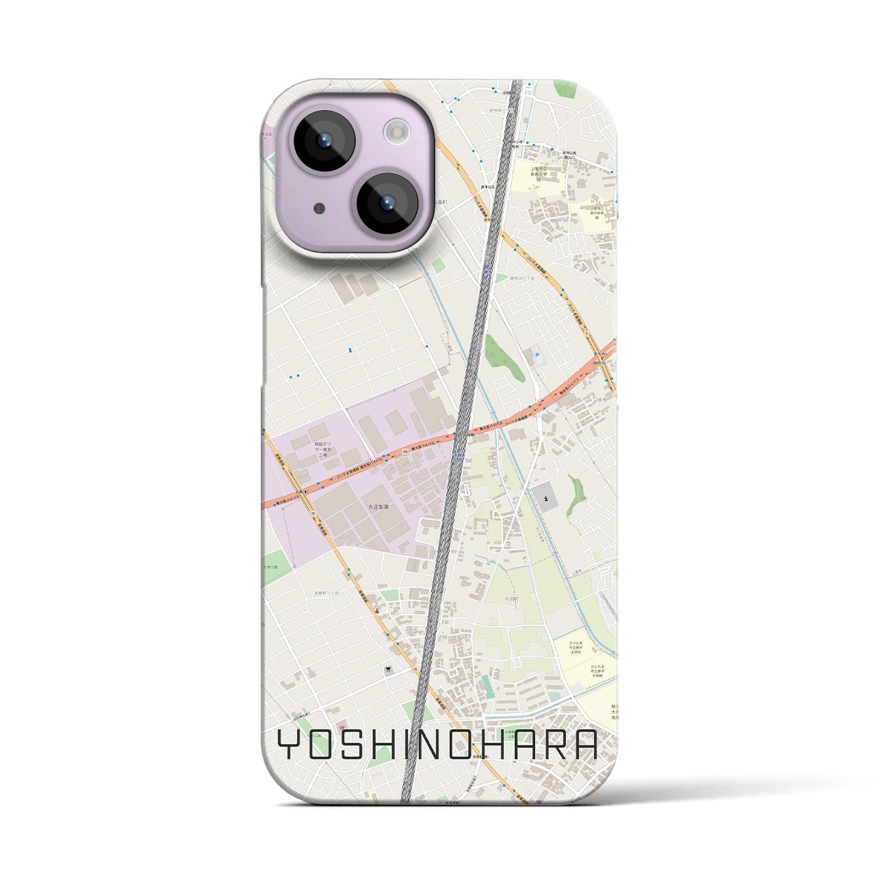 【吉野原】地図柄iPhoneケース（バックカバータイプ・ナチュラル）iPhone 14 用