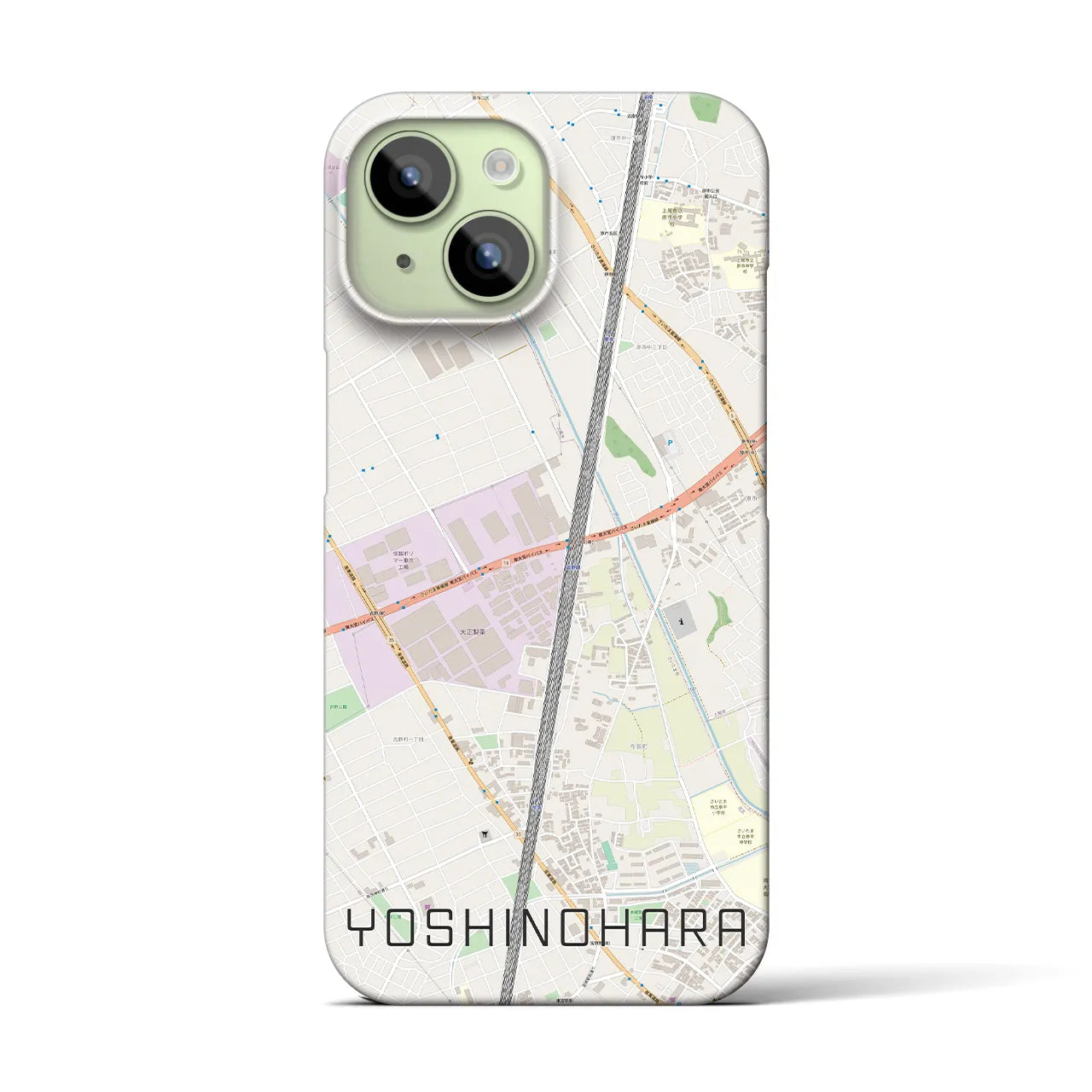 【吉野原】地図柄iPhoneケース（バックカバータイプ・ナチュラル）iPhone 15 用