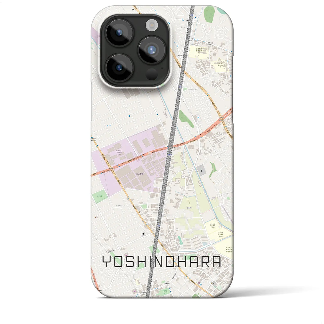 【吉野原】地図柄iPhoneケース（バックカバータイプ・ナチュラル）iPhone 15 Pro Max 用