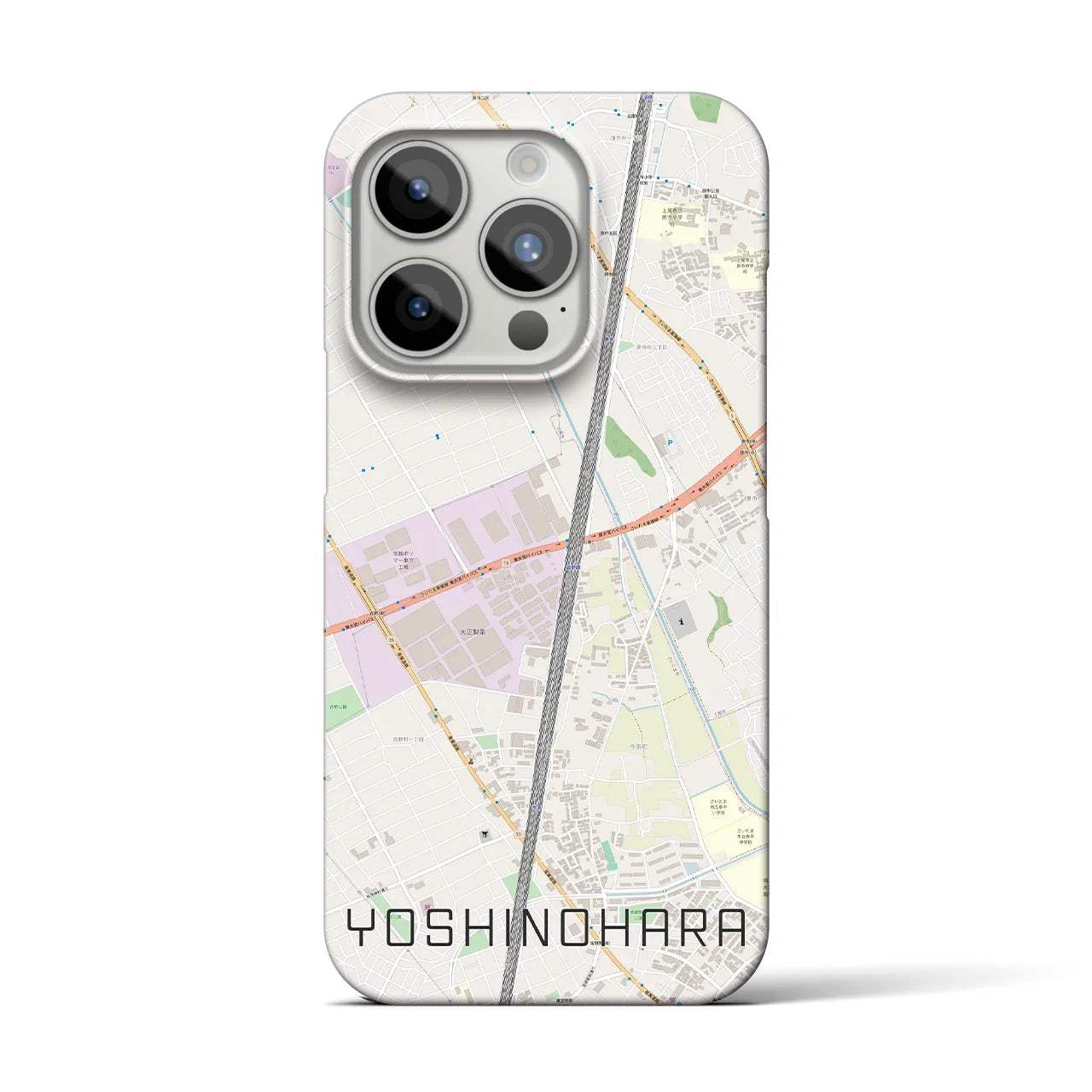 【吉野原】地図柄iPhoneケース（バックカバータイプ・ナチュラル）iPhone 15 Pro 用