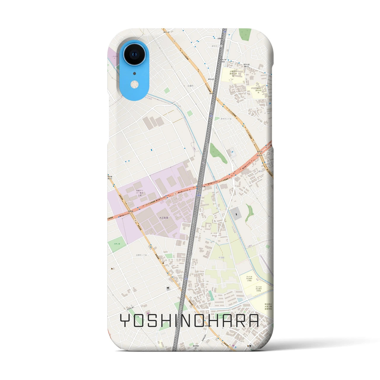 【吉野原】地図柄iPhoneケース（バックカバータイプ・ナチュラル）iPhone XR 用