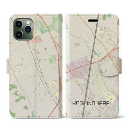 【吉野原（埼玉県）】地図柄iPhoneケース（手帳タイプ）ナチュラル・iPhone 11 Pro 用