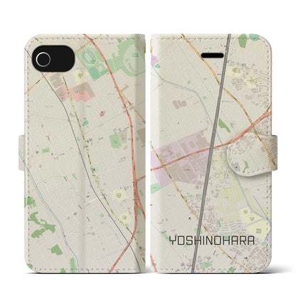 【吉野原（埼玉県）】地図柄iPhoneケース（手帳タイプ）ナチュラル・iPhone SE（第3 / 第2世代） / 8 / 7 / 6s / 6 用