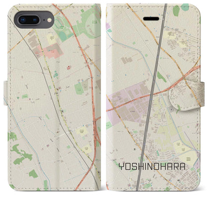 【吉野原（埼玉県）】地図柄iPhoneケース（手帳タイプ）ナチュラル・iPhone 8Plus /7Plus / 6sPlus / 6Plus 用