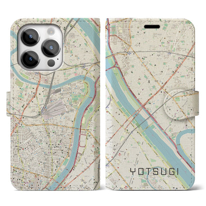 【四ツ木（東京都）】地図柄iPhoneケース（手帳タイプ）ナチュラル・iPhone 14 Pro 用