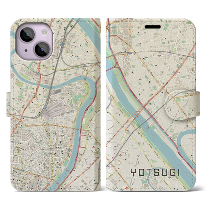 【四ツ木（東京都）】地図柄iPhoneケース（手帳タイプ）ナチュラル・iPhone 14 用