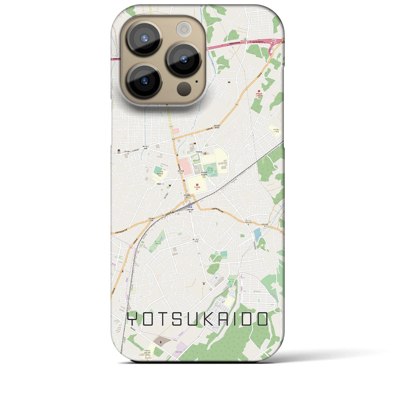 【四街道】地図柄iPhoneケース（バックカバータイプ・ナチュラル）iPhone 14 Pro Max 用
