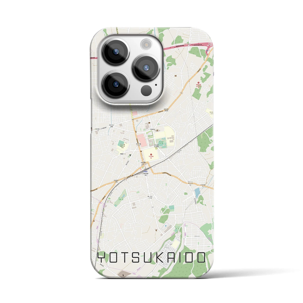 【四街道】地図柄iPhoneケース（バックカバータイプ・ナチュラル）iPhone 14 Pro 用