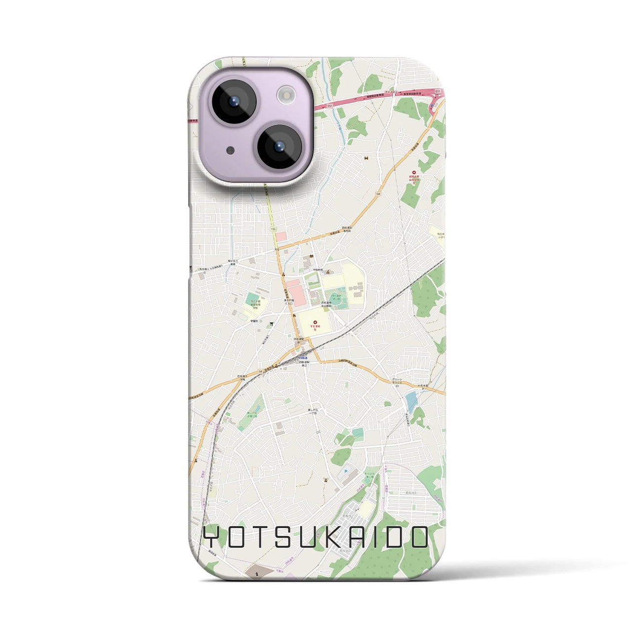 【四街道】地図柄iPhoneケース（バックカバータイプ・ナチュラル）iPhone 14 用