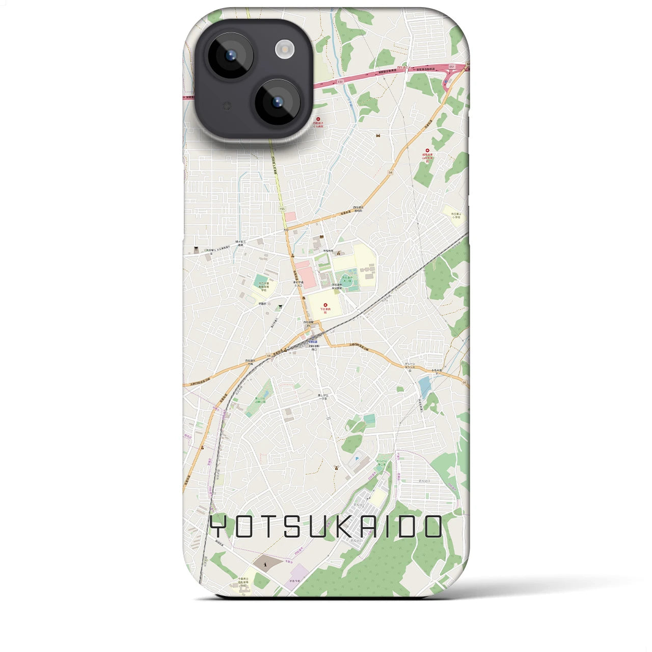 【四街道】地図柄iPhoneケース（バックカバータイプ・ナチュラル）iPhone 14 Plus 用