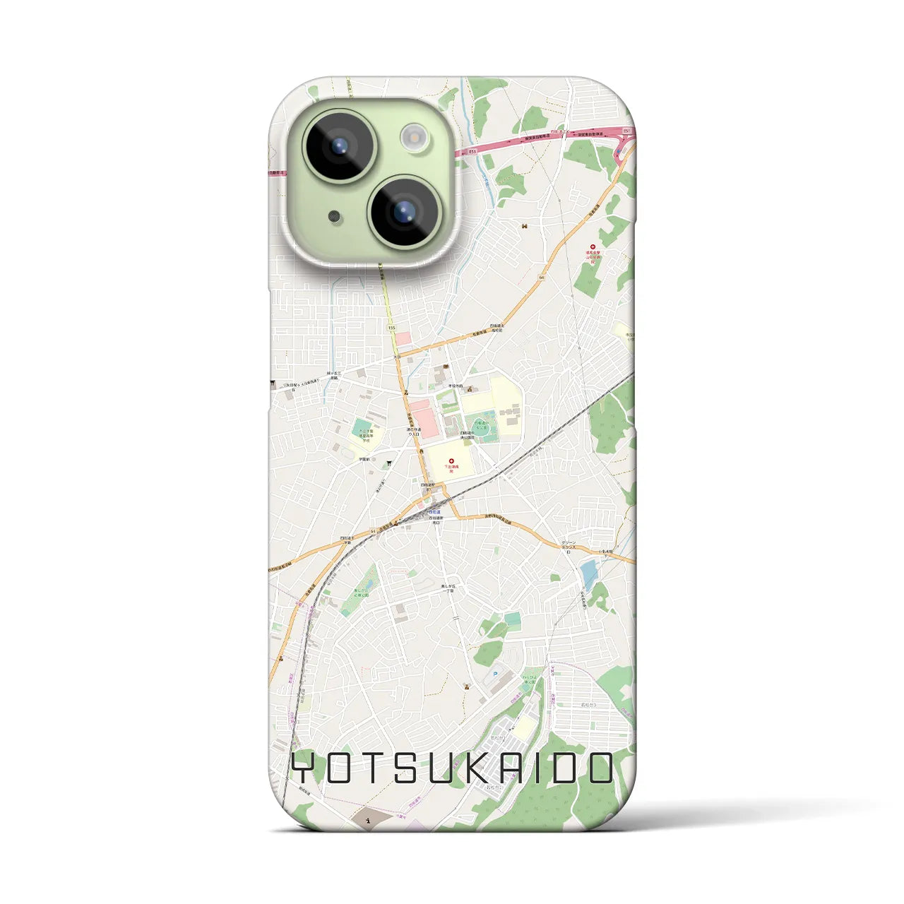 【四街道】地図柄iPhoneケース（バックカバータイプ・ナチュラル）iPhone 15 用