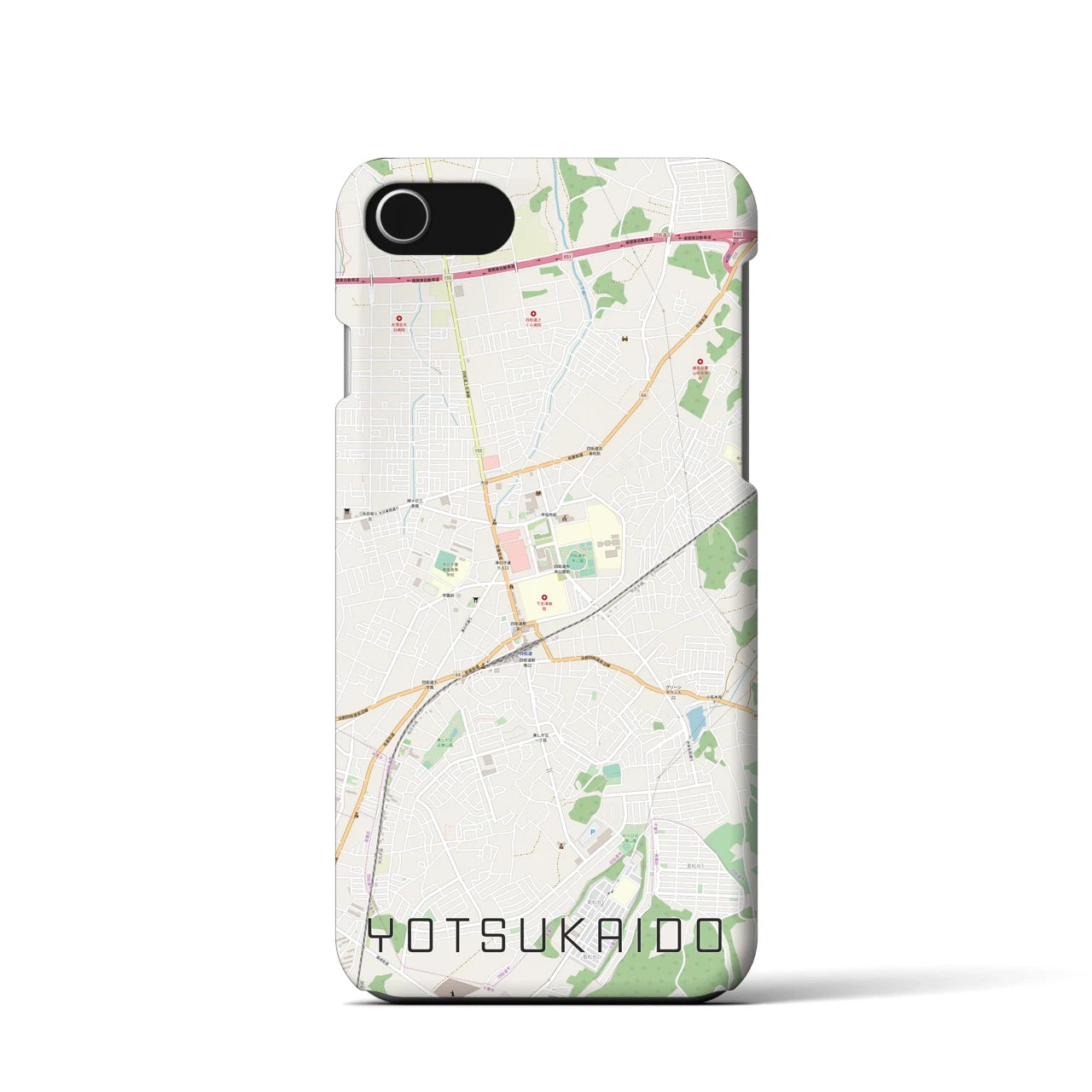 【四街道】地図柄iPhoneケース（バックカバータイプ・ナチュラル）iPhone SE（第3 / 第2世代） / 8 / 7 / 6s / 6 用