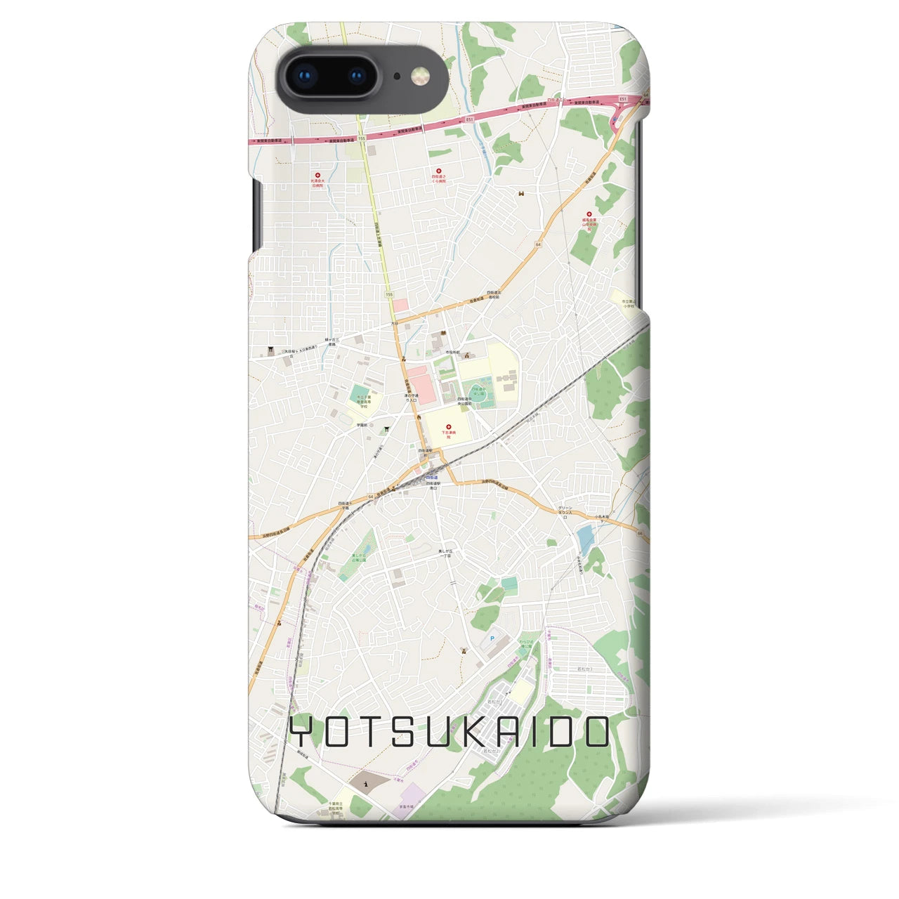 【四街道】地図柄iPhoneケース（バックカバータイプ・ナチュラル）iPhone 8Plus /7Plus / 6sPlus / 6Plus 用