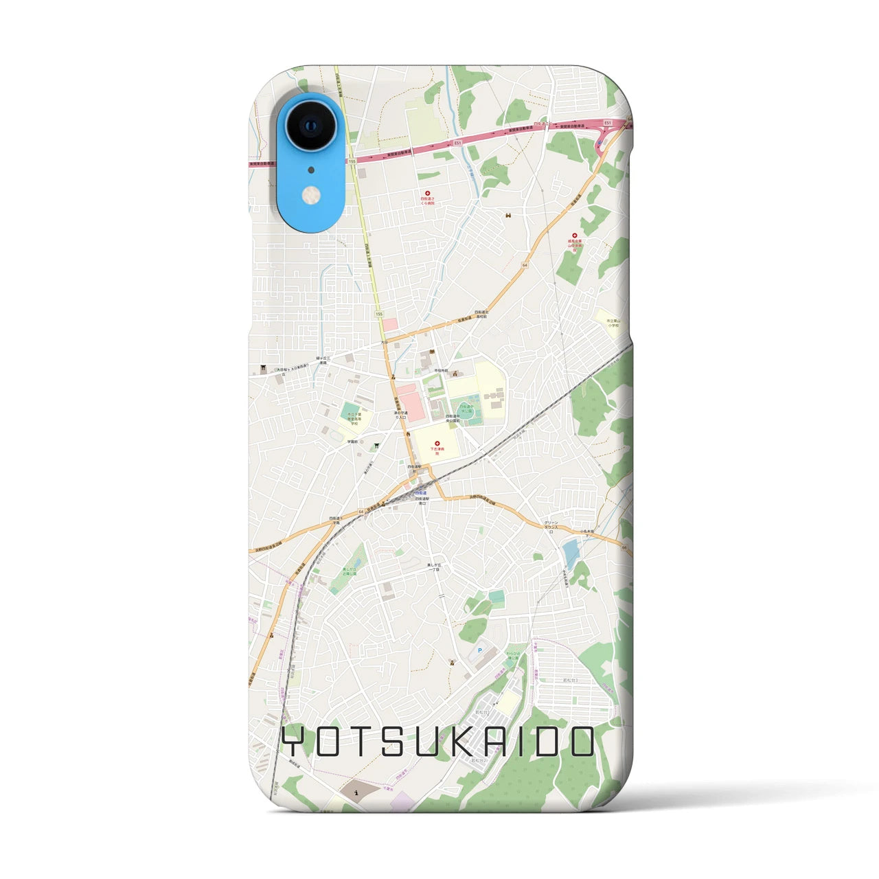 【四街道】地図柄iPhoneケース（バックカバータイプ・ナチュラル）iPhone XR 用
