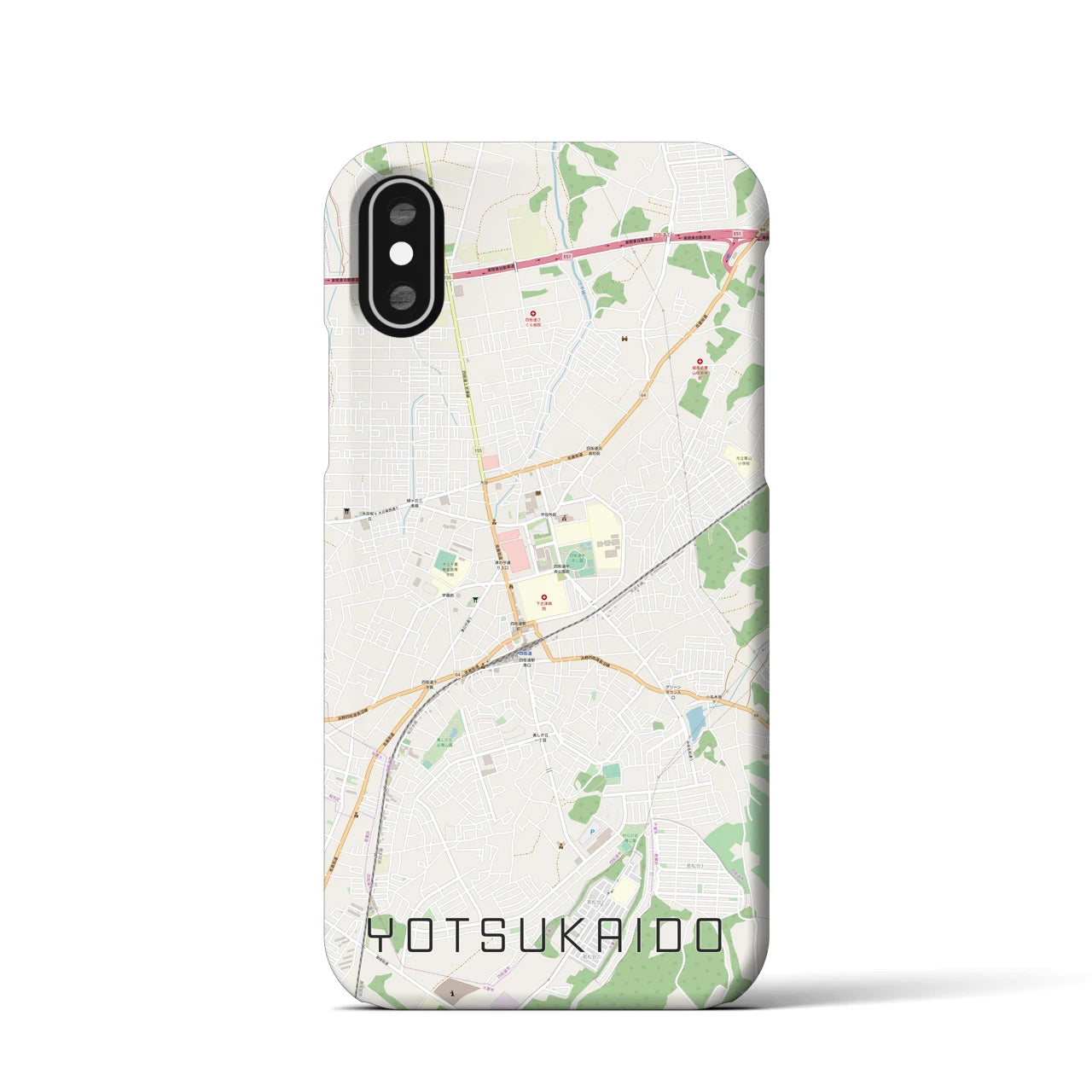 【四街道】地図柄iPhoneケース（バックカバータイプ・ナチュラル）iPhone XS / X 用