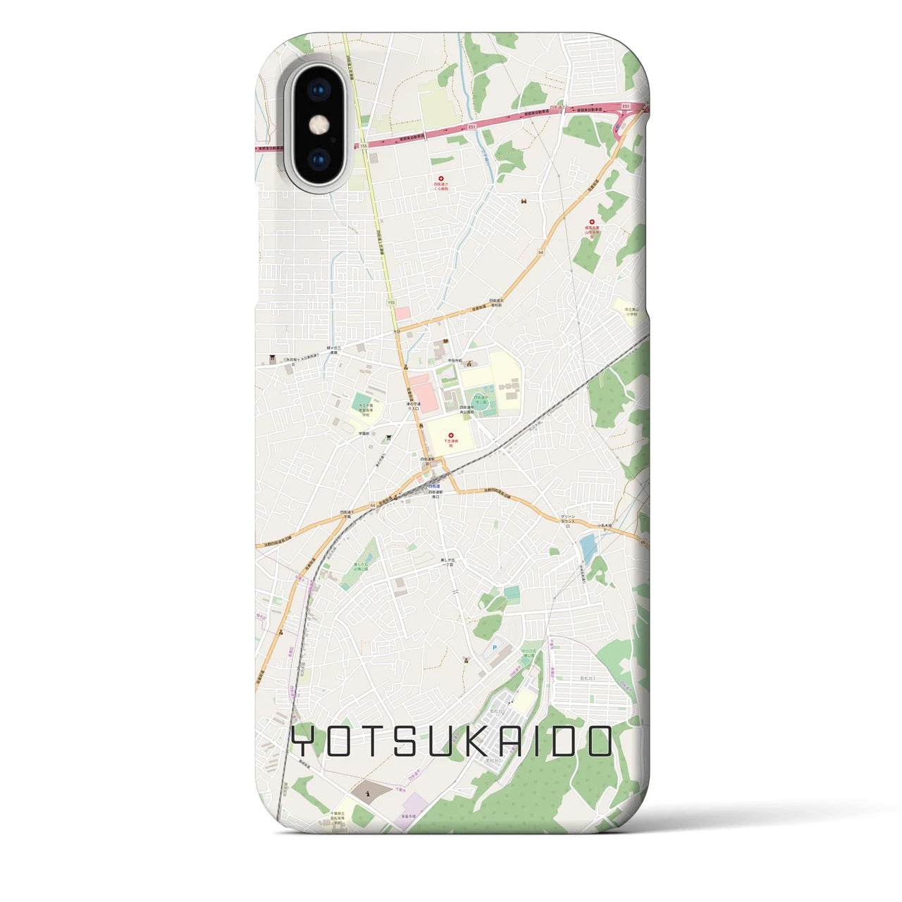 【四街道】地図柄iPhoneケース（バックカバータイプ・ナチュラル）iPhone XS Max 用