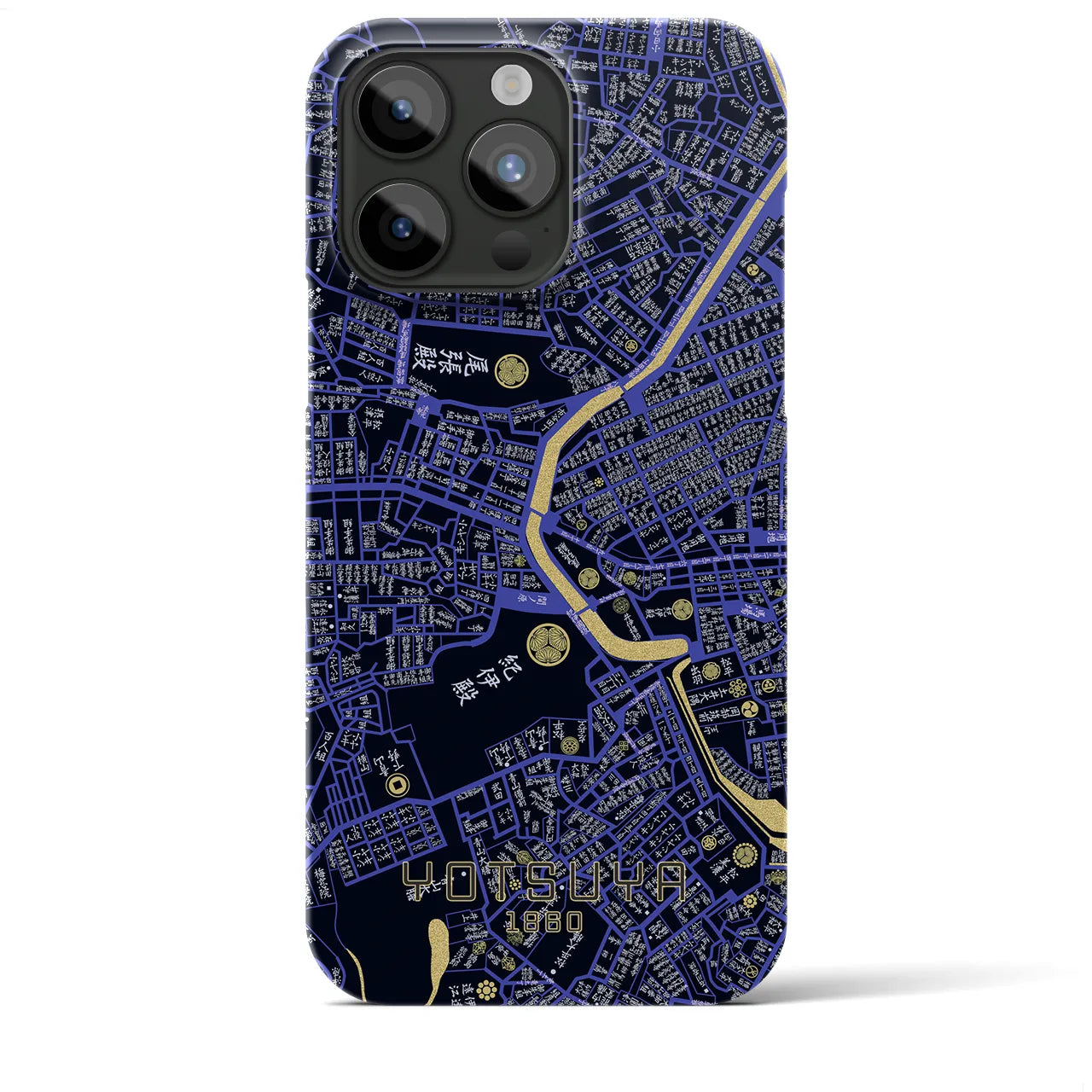 【四ツ谷1860】地図柄iPhoneケース（バックカバータイプ・ブラック）iPhone 15 Pro Max 用