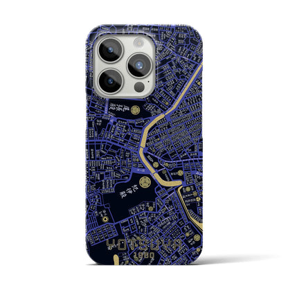 【四ツ谷1860】地図柄iPhoneケース（バックカバータイプ・ブラック）iPhone 15 Pro 用