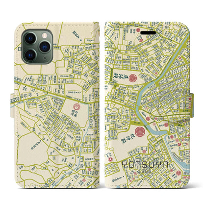 【四ツ谷1860】地図柄iPhoneケース（手帳両面タイプ・ナチュラル）iPhone 11 Pro 用