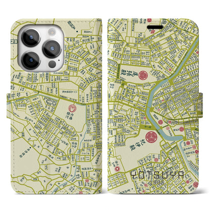 【四ツ谷1860】地図柄iPhoneケース（手帳両面タイプ・ナチュラル）iPhone 14 Pro 用