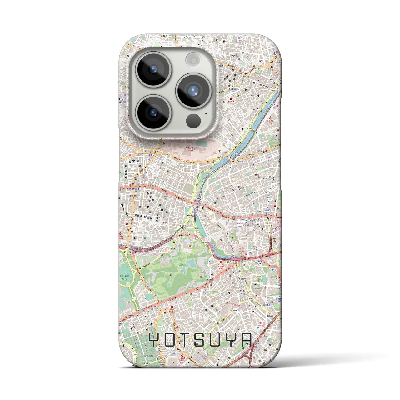 【四ツ谷】地図柄iPhoneケース（バックカバータイプ・ナチュラル）iPhone 15 Pro 用
