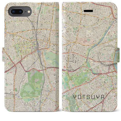 【四ツ谷（東京都）】地図柄iPhoneケース（手帳タイプ）ナチュラル・iPhone 8Plus /7Plus / 6sPlus / 6Plus 用