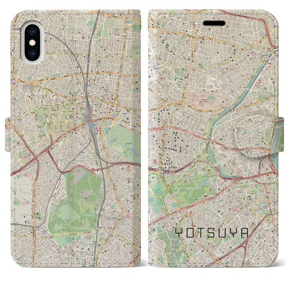 【四ツ谷（東京都）】地図柄iPhoneケース（手帳タイプ）ナチュラル・iPhone XS Max 用