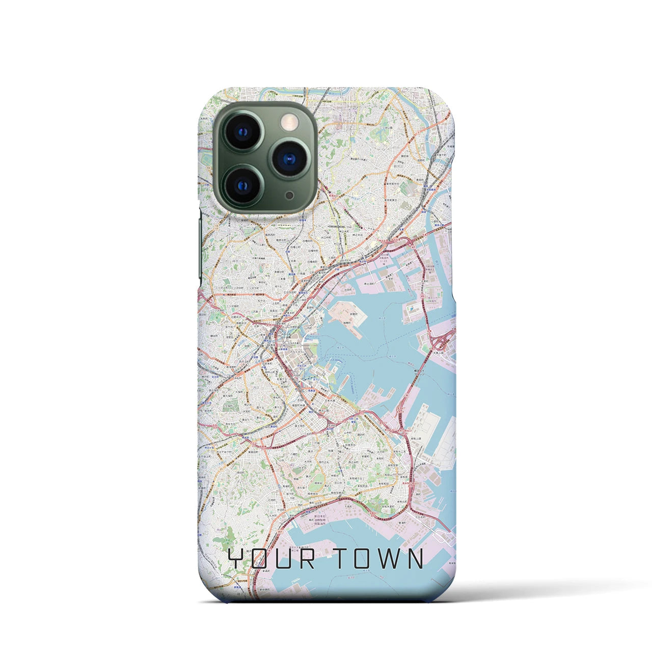 【あなたの街】地図柄iPhoneケース（バックカバータイプ特注A・ナチュラル）iPhone 11 Pro 用