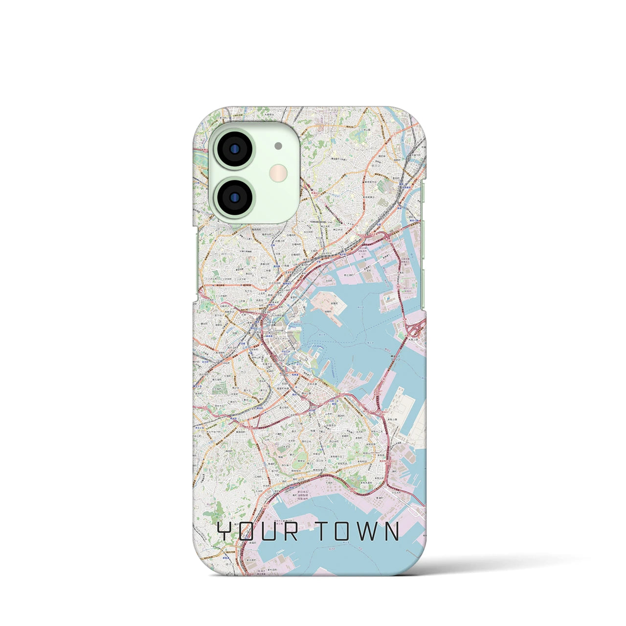 【あなたの街】地図柄iPhoneケース（バックカバータイプ特注A・ナチュラル）iPhone 12 mini 用