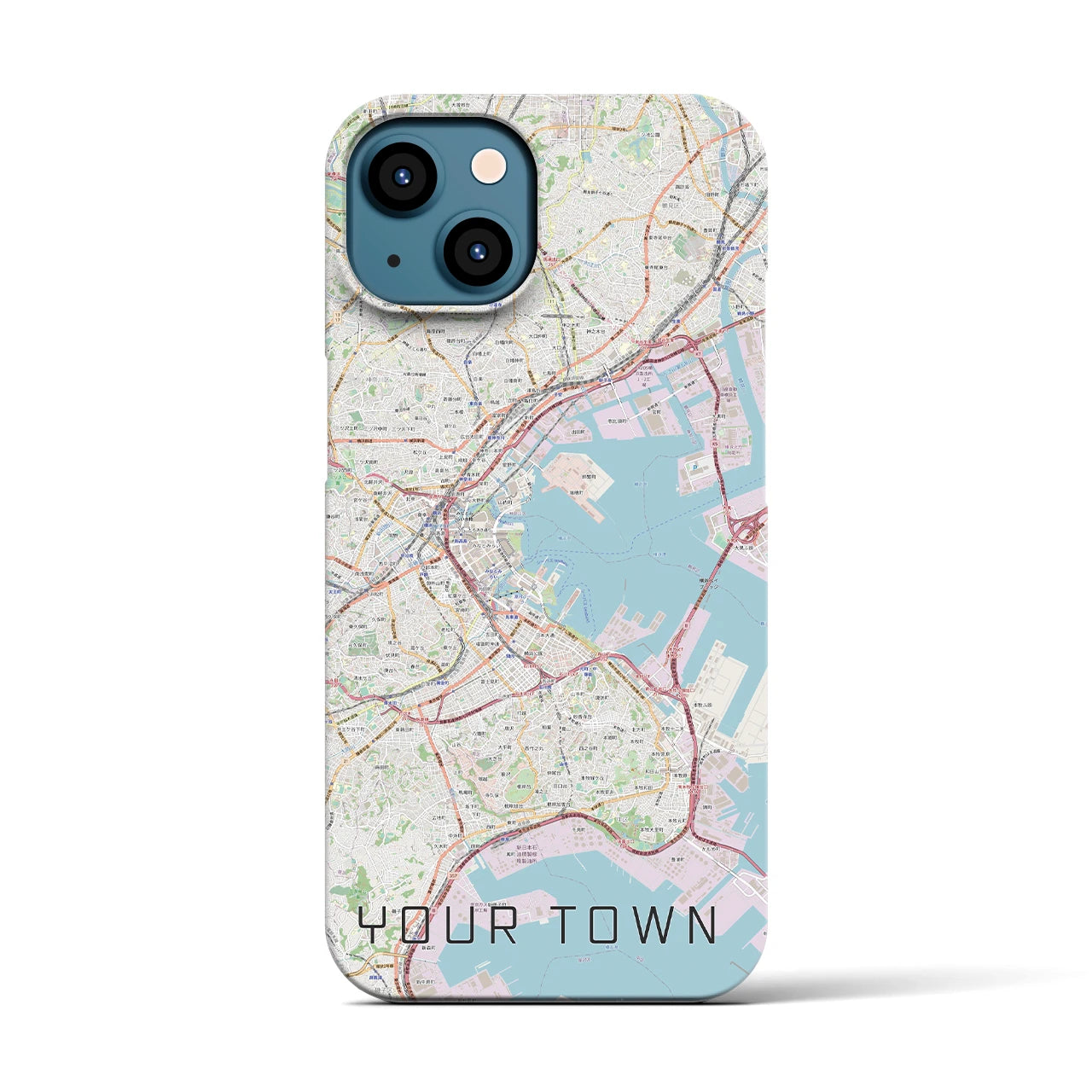 【あなたの街】地図柄iPhoneケース（バックカバータイプ特注A・ナチュラル）iPhone 13 用