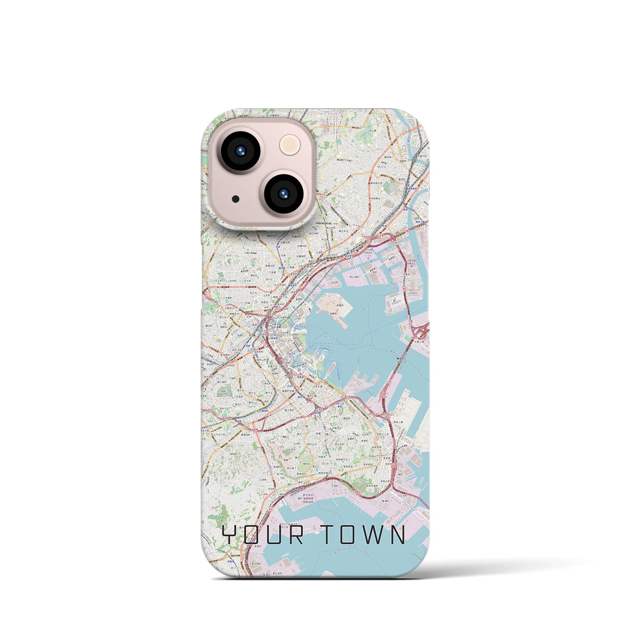 【あなたの街】地図柄iPhoneケース（バックカバータイプ特注A・ナチュラル）iPhone 13 mini 用