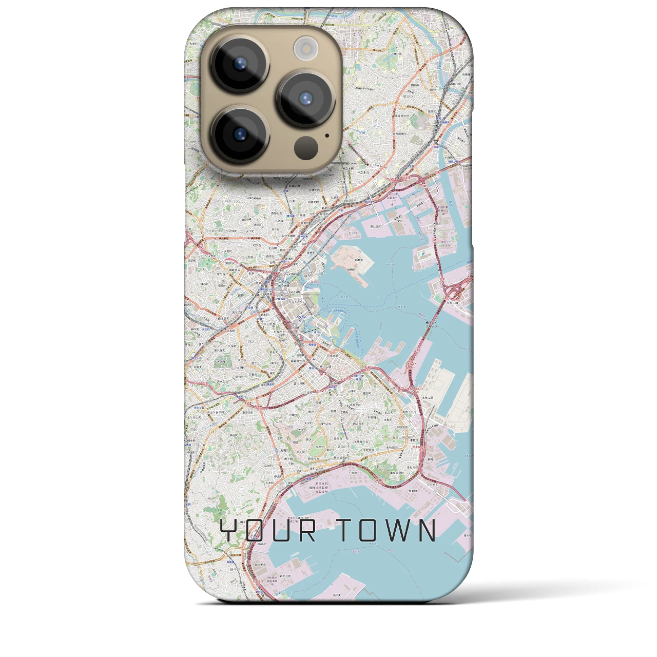 【あなたの街】地図柄iPhoneケース（バックカバータイプ特注A・ナチュラル）iPhone 14 Pro Max 用