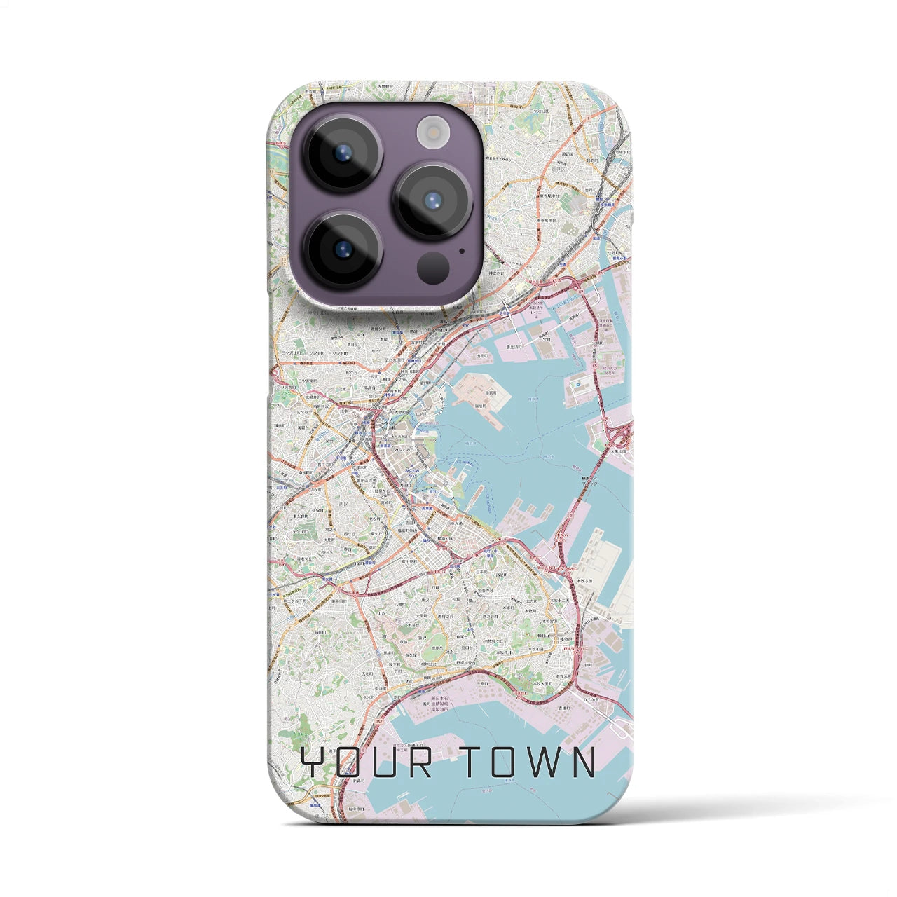 【あなたの街】地図柄iPhoneケース（バックカバータイプ特注A・ナチュラル）iPhone 14 Pro 用